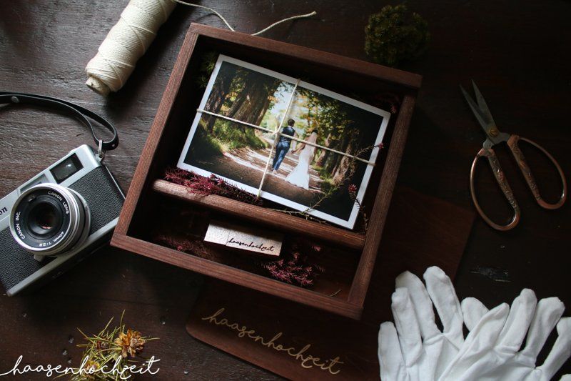 Holzschachtel mit Hochzeitsfotos