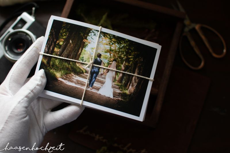 Holzschachtel mit Hochzeitsfotos