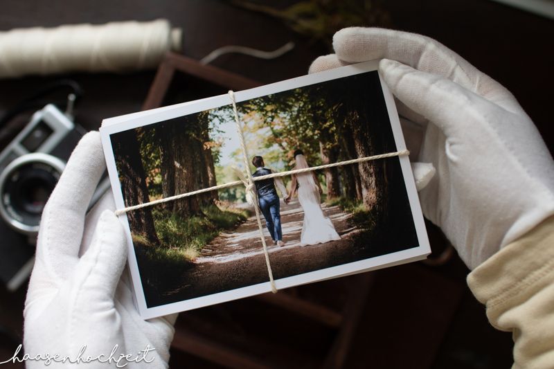 Holzschachtel mit Hochzeitsfotos